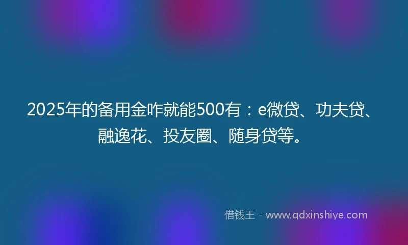 2025年的备用金咋就能500有：e微贷、功夫贷、融逸花、投友圈、随身贷等。