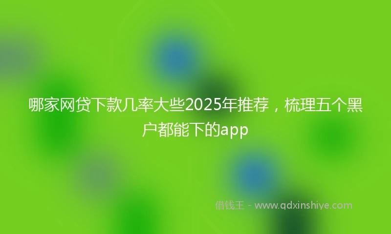 哪家网贷下款几率大些2025年推荐，梳理五个黑户都能下的app