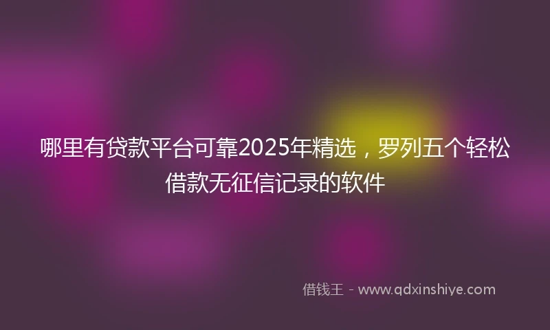 哪里有贷款平台可靠2025年精选，罗列五个轻松借款无征信记录的软件