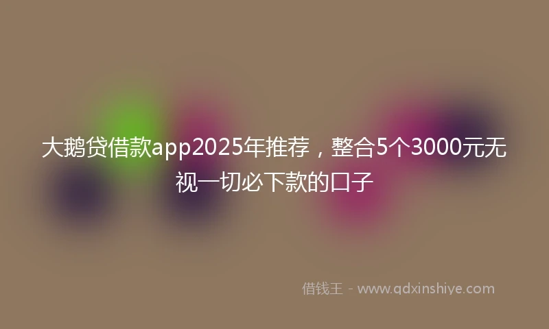 大鹅贷借款app2025年推荐，整合5个3000元无视一切必下款的口子