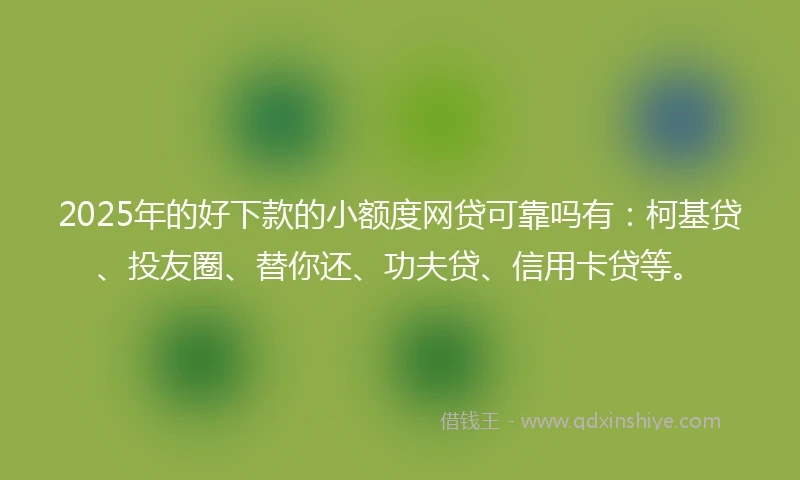 2025年的好下款的小额度网贷可靠吗有：柯基贷、投友圈、替你还、功夫贷、信用卡贷等。