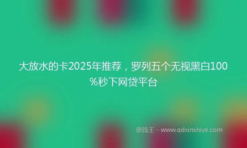 大放水的卡2025年推荐，罗列五个无视黑白100%秒下网贷平台