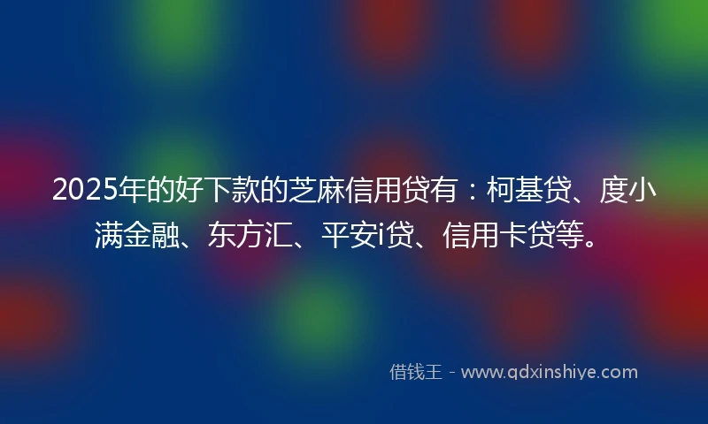 2025年的好下款的芝麻信用贷有：柯基贷、度小满金融、东方汇、平安i贷、信用卡贷等。
