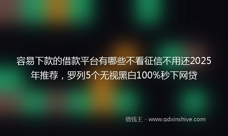 容易下款的借款平台有哪些不看征信不用还2025年推荐，罗列5个无视黑白100%秒下网贷