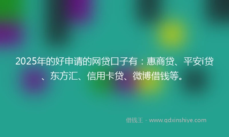 2025年的好申请的网贷口子有：惠商贷、平安i贷、东方汇、信用卡贷、微博借钱等。