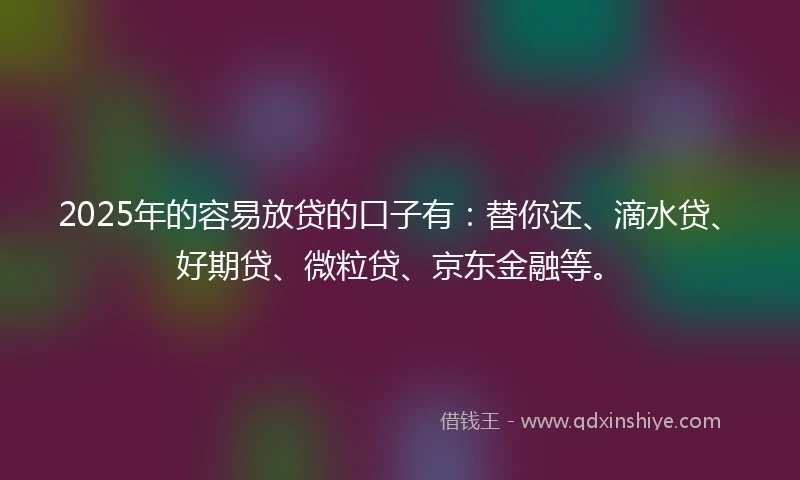 2025年的容易放贷的口子有：替你还、滴水贷、好期贷、微粒贷、京东金融等。
