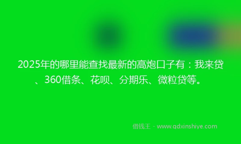 2025年的哪里能查找最新的高炮口子有：我来贷、360借条、花呗、分期乐、微粒贷等。