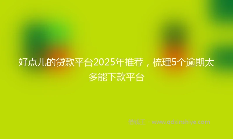 好点儿的贷款平台2025年推荐，梳理5个逾期太多能下款平台