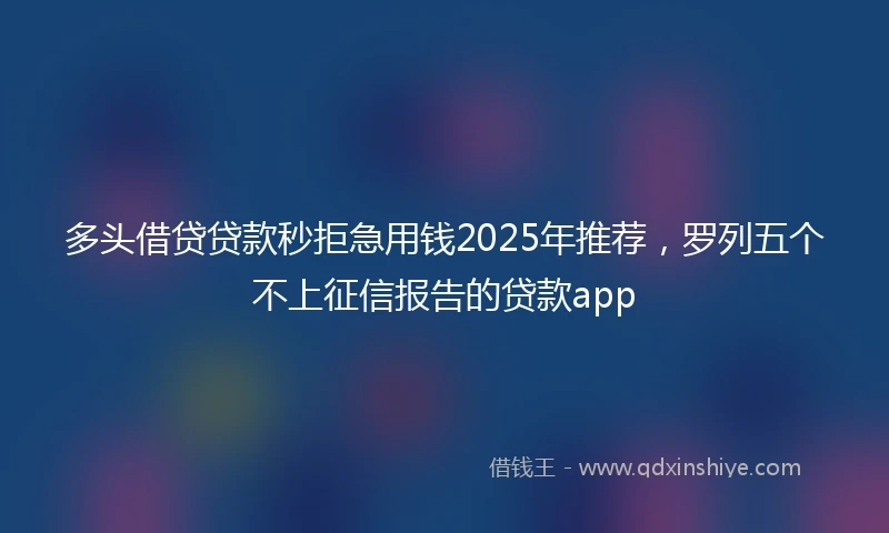 多头借贷贷款秒拒急用钱2025年推荐，罗列五个不上征信报告的贷款app