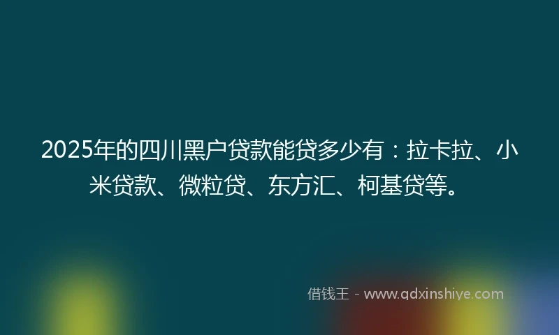 2025年的四川黑户贷款能贷多少有：拉卡拉、小米贷款、微粒贷、东方汇、柯基贷等。