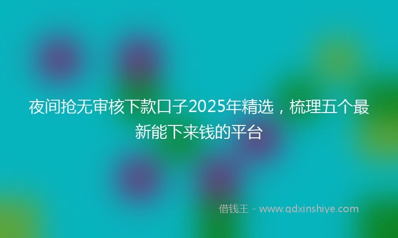 夜间抢无审核下款口子2025年精选，梳理五个最新能下来钱的平台