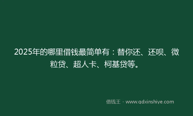 2025年的哪里借钱最简单有：替你还、还呗、微粒贷、超人卡、柯基贷等。