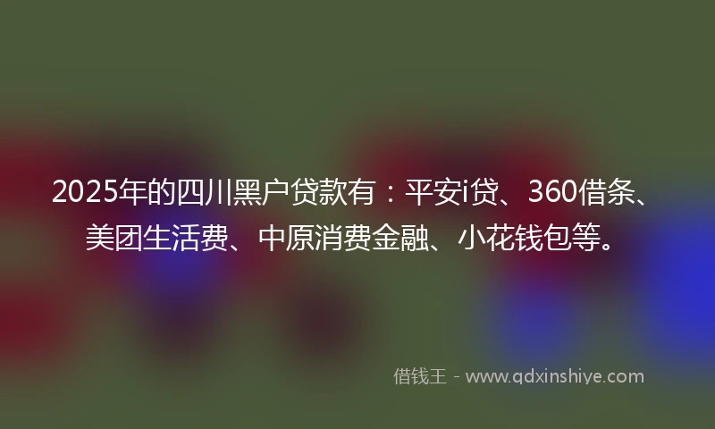2025年的四川黑户贷款有：平安i贷、360借条、美团生活费、中原消费金融、小花钱包等。