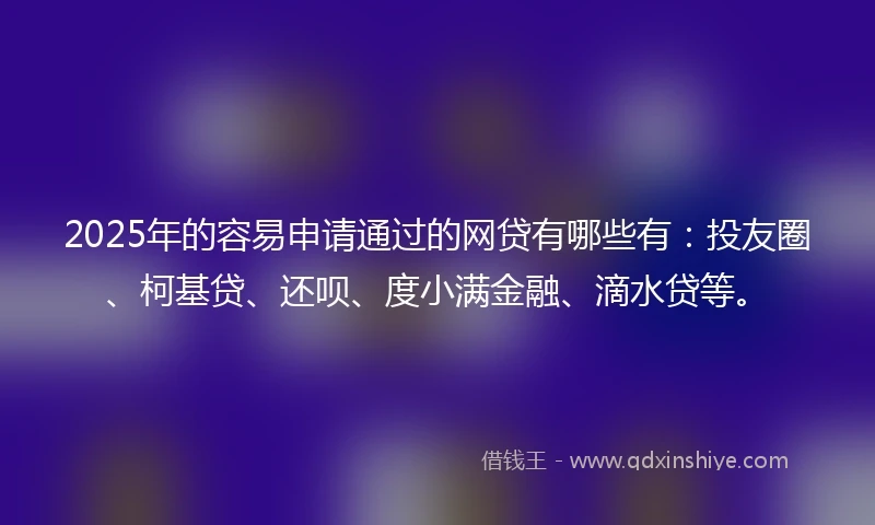 2025年的容易申请通过的网贷有哪些有：投友圈、柯基贷、还呗、度小满金融、滴水贷等。