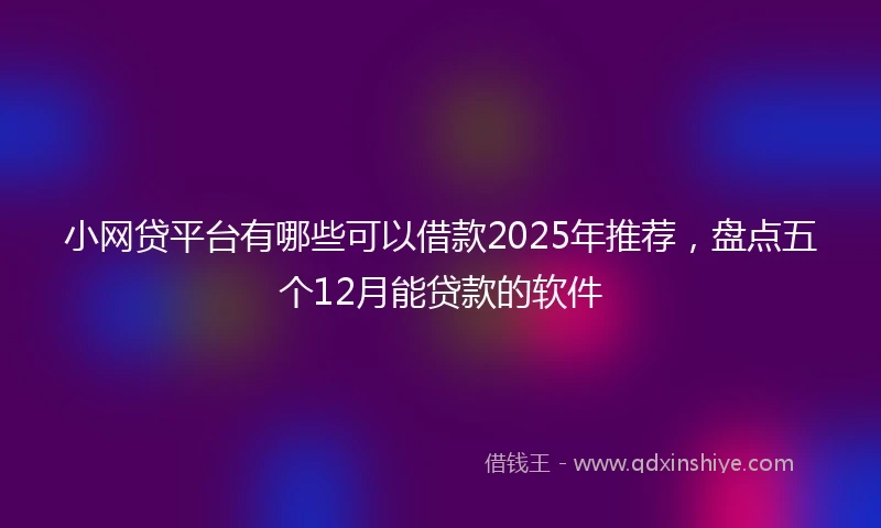小网贷平台有哪些可以借款2025年推荐，盘点五个12月能贷款的软件