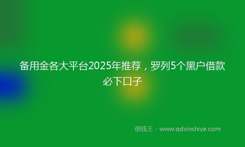 备用金各大平台2025年推荐，罗列5个黑户借款必下口子