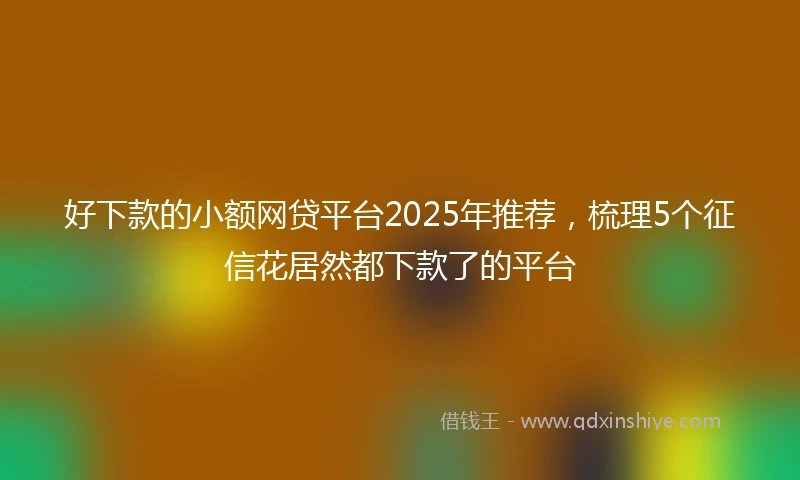 好下款的小额网贷平台2025年推荐，梳理5个征信花居然都下款了的平台