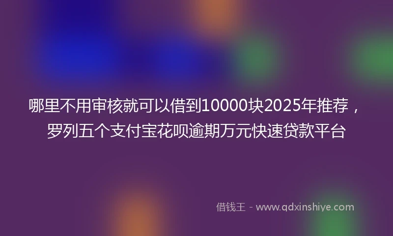 哪里不用审核就可以借到10000块2025年推荐，罗列五个支付宝花呗逾期万元快速贷款平台