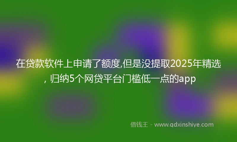 在贷款软件上申请了额度,但是没提取2025年精选，归纳5个网贷平台门槛低一点的app