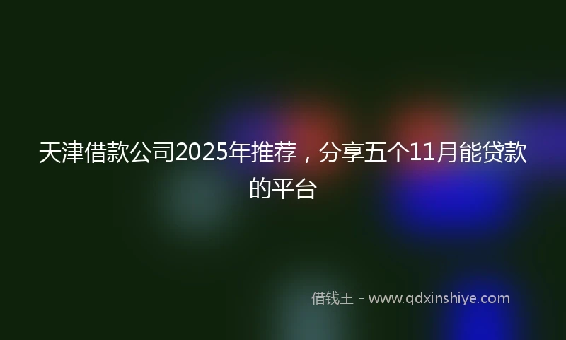 天津借款公司2025年推荐，分享五个11月能贷款的平台