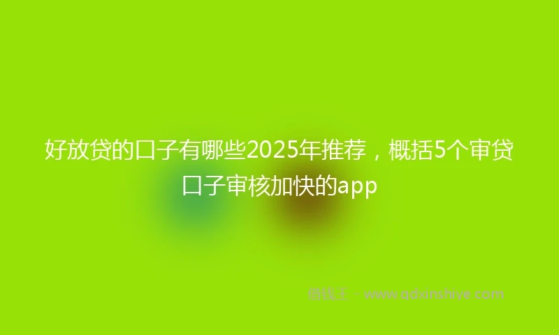 好放贷的口子有哪些2025年推荐，概括5个审贷口子审核加快的app