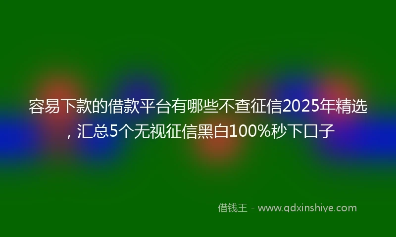容易下款的借款平台有哪些不查征信2025年精选，汇总5个无视征信黑白100%秒下口子