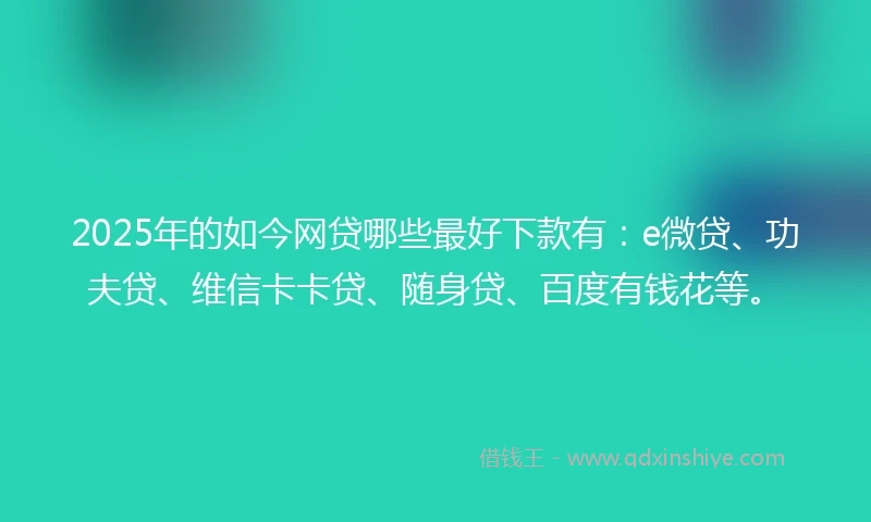 2025年的如今网贷哪些最好下款有：e微贷、功夫贷、维信卡卡贷、随身贷、百度有钱花等。
