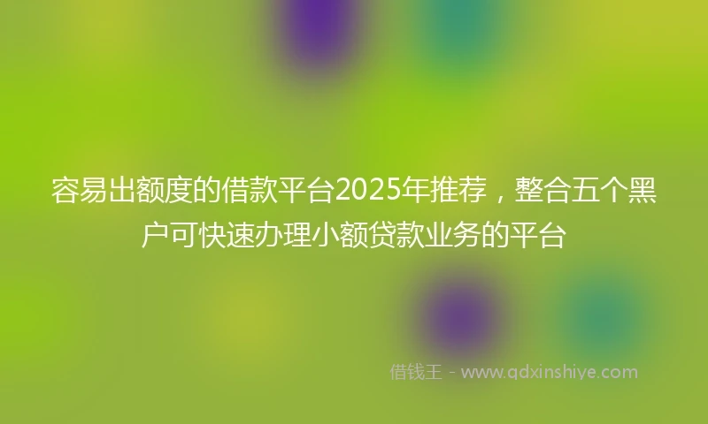 容易出额度的借款平台2025年推荐，整合五个黑户可快速办理小额贷款业务的平台