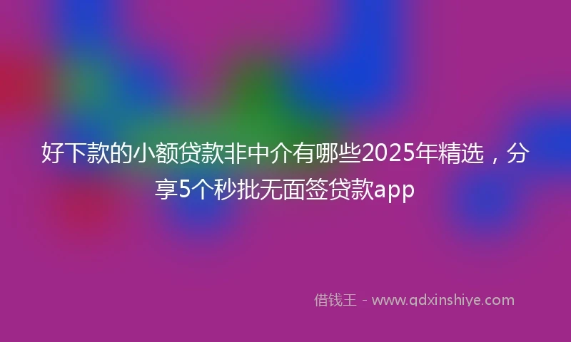 好下款的小额贷款非中介有哪些2025年精选，分享5个秒批无面签贷款app