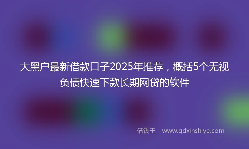 大黑户最新借款口子2025年推荐，概括5个无视负债快速下款长期网贷的软件