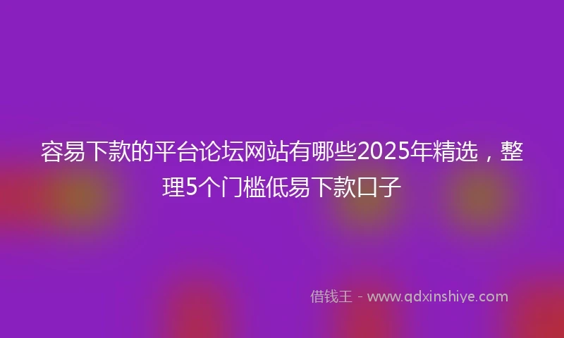 容易下款的平台论坛网站有哪些2025年精选,整理5个门槛低易下款口子