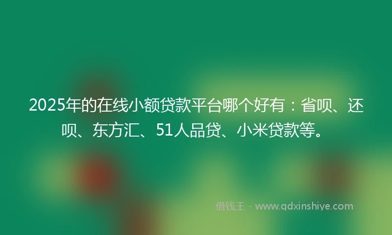 2025年的在线小额贷款平台哪个好有:省呗、还呗、东方汇、51人品贷、小米贷款等。