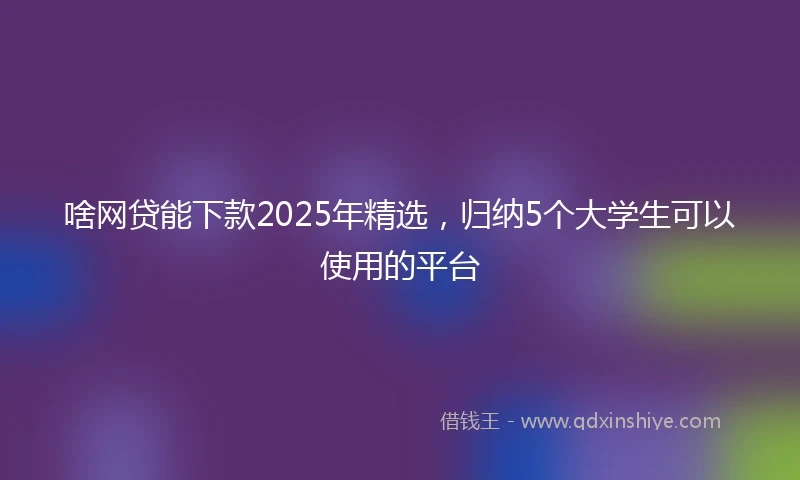 啥网贷能下款2025年精选，归纳5个大学生可以使用的平台