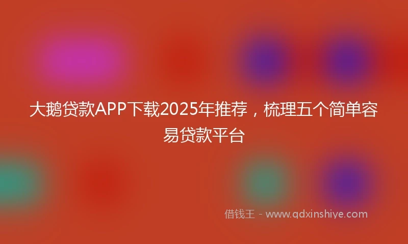 大鹅贷款APP下载2025年推荐，梳理五个简单容易贷款平台