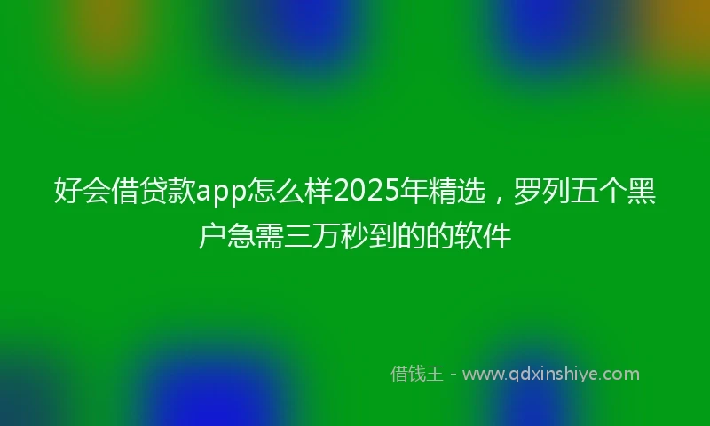 好会借贷款app怎么样2025年精选，罗列五个黑户急需三万秒到的的软件