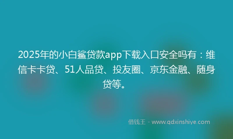 2025年的小白鲨贷款app下载入口安全吗有：维信卡卡贷、51人品贷、投友圈、京东金融、随身贷等。