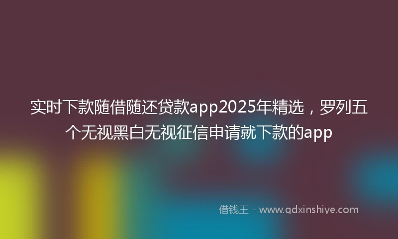 实时下款随借随还贷款app2025年精选，罗列五个无视黑白无视征信申请就下款的app