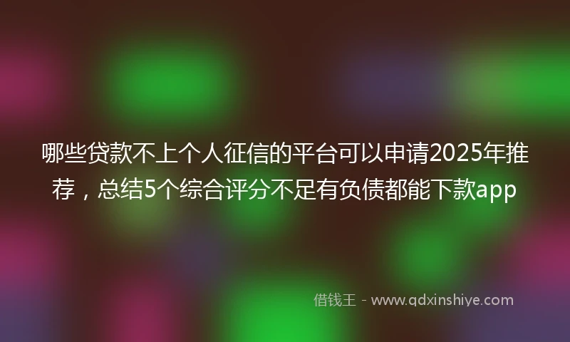 哪些贷款不上个人征信的平台可以申请2025年推荐，总结5个综合评分不足有负债都能下款app