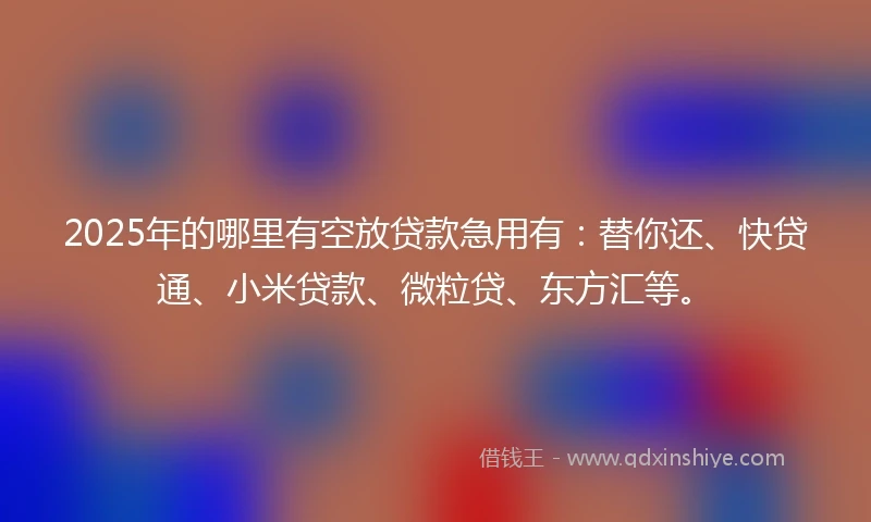 2025年的哪里有空放贷款急用有：替你还、快贷通、小米贷款、微粒贷、东方汇等。