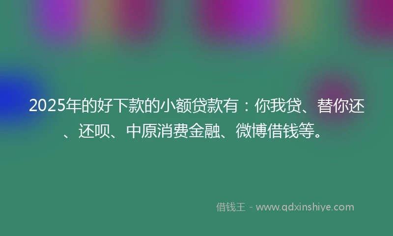 2025年的好下款的小额贷款有：你我贷、替你还、还呗、中原消费金融、微博借钱等。
