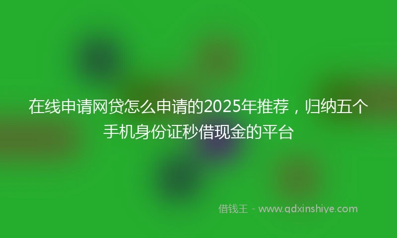 在线申请网贷怎么申请的2025年推荐，归纳五个手机身份证秒借现金的平台