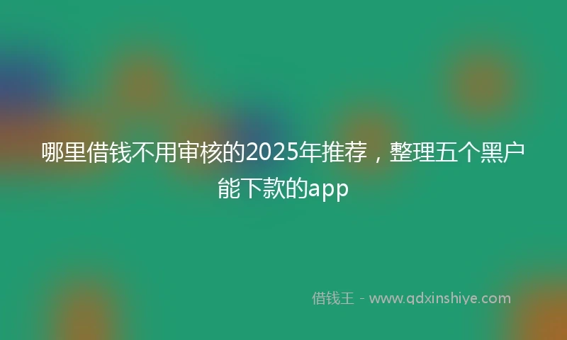 哪里借钱不用审核的2025年推荐，整理五个黑户能下款的app