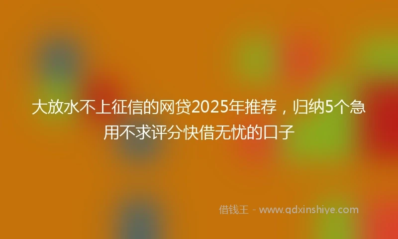 大放水不上征信的网贷2025年推荐，归纳5个急用不求评分快借无忧的口子