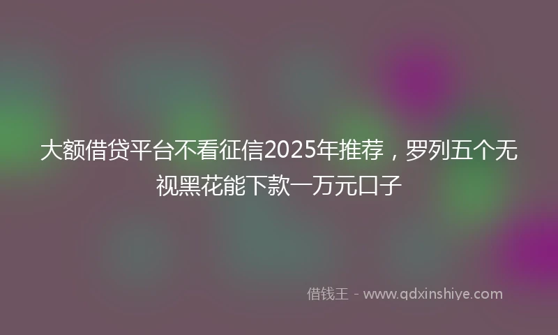 大额借贷平台不看征信2025年推荐，罗列五个无视黑花能下款一万元口子