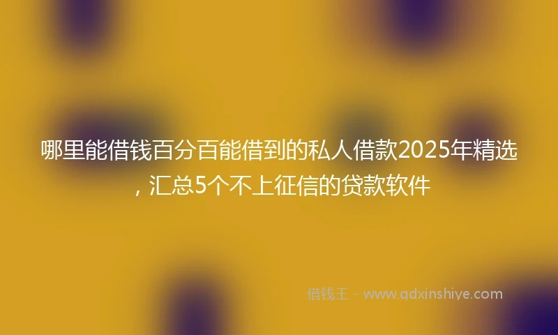 哪里能借钱百分百能借到的私人借款2025年精选，汇总5个不上征信的贷款软件