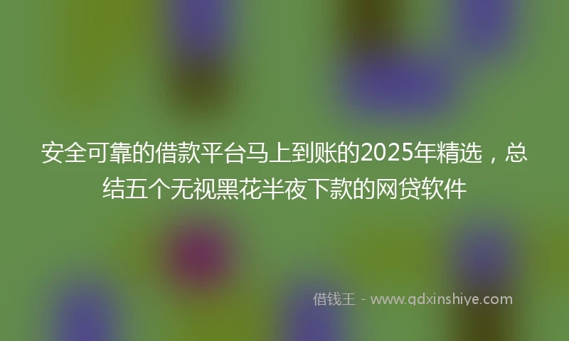 安全可靠的借款平台马上到账的2025年精选，总结五个无视黑花半夜下款的网贷软件