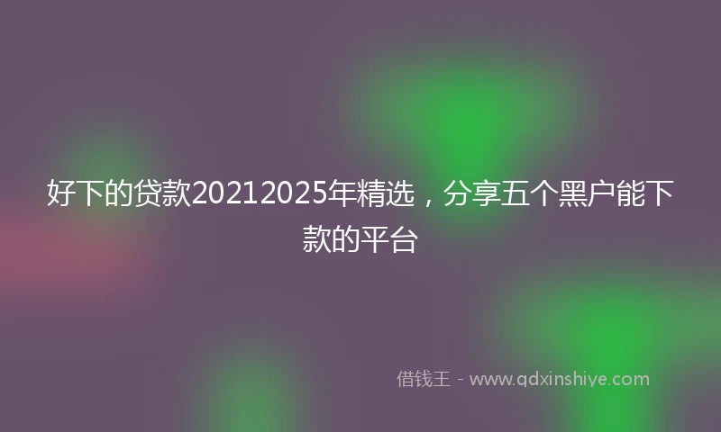 好下的贷款20212025年精选，分享五个黑户能下款的平台