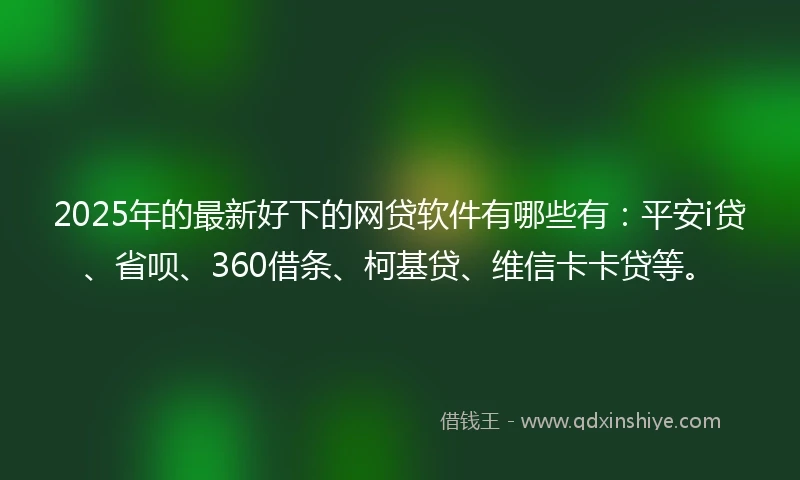 2025年的最新好下的网贷软件有哪些有：平安i贷、省呗、360借条、柯基贷、维信卡卡贷等。