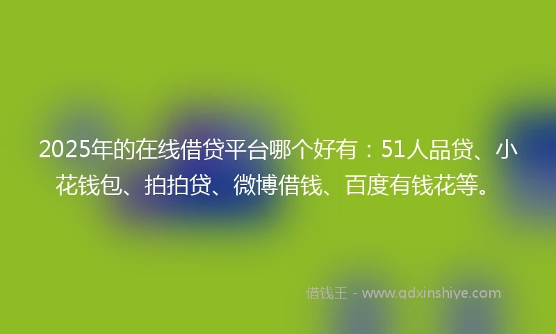 2025年的在线借贷平台哪个好有：51人品贷、小花钱包、拍拍贷、微博借钱、百度有钱花等。