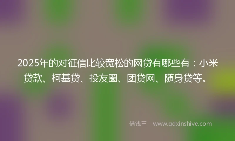 2025年的对征信比较宽松的网贷有哪些有：小米贷款、柯基贷、投友圈、团贷网、随身贷等。